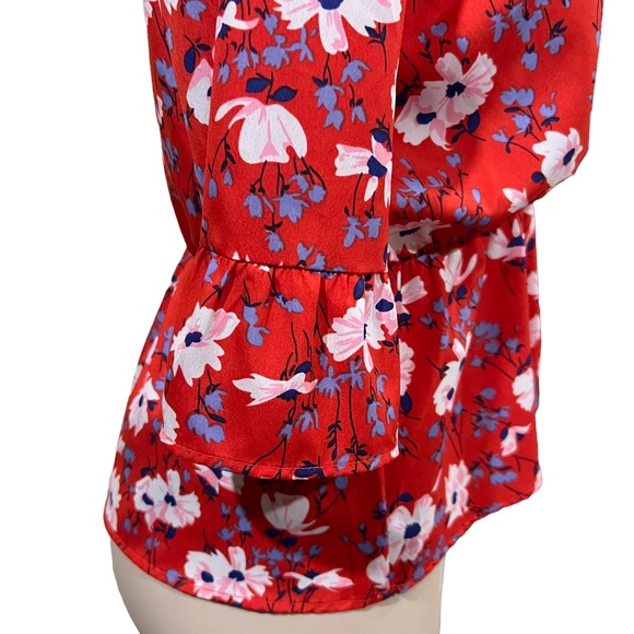 Vero Moda size XL red flower blouse - flared sleeve - elastic waist - Picture 4 of 4